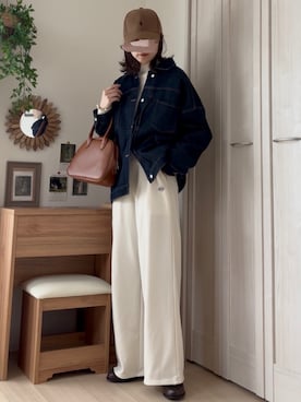 「tiptop（ティップトップ）のメランジリブハイネックプルオーバー（ニット/セーター）」を使った、𝚍𝚊𝚛𝚊.さん（レディース・164cm）の秋コーディネート