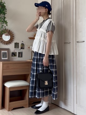 「アイテム（Tシャツ/カットソー）」を使った、𝚍𝚊𝚛𝚊.さん（レディース・164cm・30代）の夏コーディネート