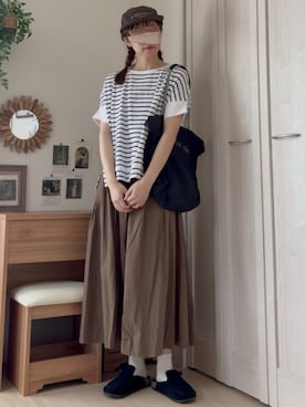 「ikka（イッカ）のアイテム（Tシャツ/カットソー）」を使った、𝚍𝚊𝚛𝚊.さん（レディース・164cm）の夏コーディネート