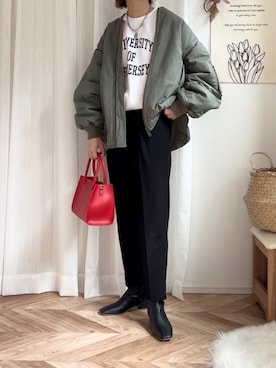 「CIAOPANIC TYPY（チャオパニックティピー）のアイテム（MA-1）」を使った、𝚍𝚊𝚛𝚊.さん（レディース・163cm）の冬コーディネート