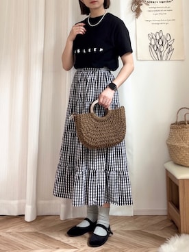 「アイテム（バレエシューズ）」を使った、𝚍𝚊𝚛𝚊.さん（レディース・163cm）の夏コーディネート