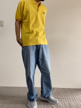 「アイテム（ポロシャツ、イエロー系）」を使った、mimimi03さん（メンズ・171cm）の夏コーディネート