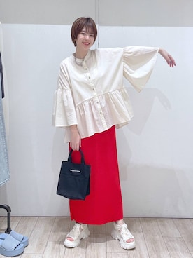 「LOWRYS FARM（ローリーズファーム）のチェーンネックレス　976398（ネックレス）」を使った、はっしーさん（レディース・158cm）の夏コーディネート