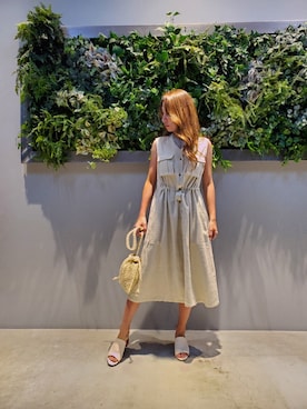 「ペーパーバッグ」｜「アイテム（ワンピース/ドレス）」を使った、oharuさん（レディース・162cm）の夏コーディネート