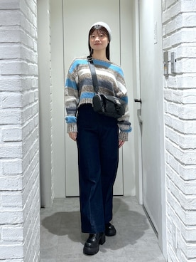 「FREE'S MART（フリーズマート）のフロントポケットソフトバギーデニム（デニムパンツ）」を使った、rikoさん（レディース・157cm）の秋コーディネート
