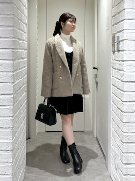 「アイテム（ジャンパースカート）」を使った、rikoさん（レディース・157cm）の冬コーディネート