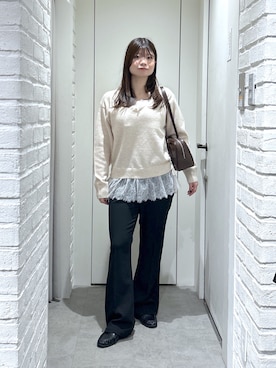 「FREE'S MART（フリーズマート）のシンプルローファー（ローファー、ブラック系）」を使った、rikoさん（レディース・157cm）の秋コーディネート