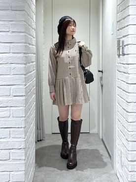 「アイテム（ハンチング/ベレー帽）」を使った、rikoさん（骨格ストレート・レディース・157cm）の秋コーディネート