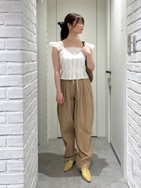 「FREE'S MART（フリーズマート）のハーフムーンバッグ（ハンドバッグ）」を使った、rikoさん（レディース・157cm）の夏コーディネート