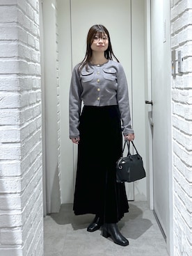 「FREE'S MART（フリーズマート）の◆オーバーヒールブーツ（ブーツ、ブラック系）」を使った、rikoさん（レディース・157cm）の秋コーディネート