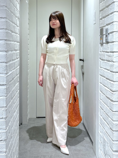 【海さま専用】 セール】◇【3サイズ展開XS-M】麻調合繊タックワイドパンツ【低身長