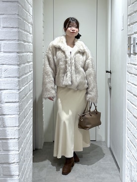 「FREE'S MART（フリーズマート）の◆オーバーヒールブーツ（ブーツ、ブラウン系）」を使った、rikoさん（レディース・157cm）の秋コーディネート