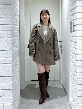 「アイテム（ピーコート）」を使った、rikoさん（レディース・157cm）の秋コーディネート