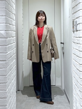「FREE'S MART（フリーズマート）の◆オーバーヒールブーツ（ブーツ、ブラウン系）」を使った、rikoさん（レディース・157cm）の秋コーディネート