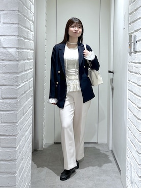 「FREE'S MART（フリーズマート）のシンプルローファー（ローファー、ブラック系）」を使った、rikoさん（レディース・157cm）の秋コーディネート