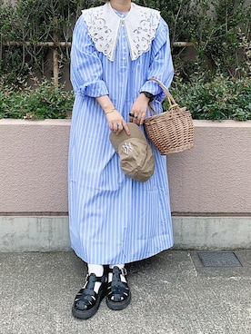 「FREE'S MART（フリーズマート）のアイテム（シューズ）」を使った、まりんさん（レディース・155cm）の夏コーディネート