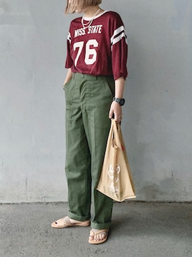 「ビーサン」｜「アイテム（その他）」を使った、まりんさん（レディース・155cm）の夏コーディネート