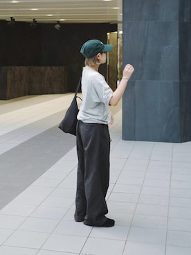 「アイテム（帽子、グリーン系）」を使った、まりんさん（レディース・156cm）の夏コーディネート