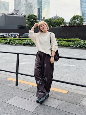 「アイテム（ニット/セーター）」を使った、まりんさん（レディース・156cm）の春コーディネート