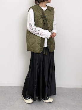 「FREAK'S STORE（フリークスストア）のアイテム（ベスト）」を使った、まりんさん（レディース・155cm）の秋コーディネート