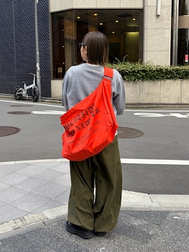 「アイテム（カーゴパンツ）」を使った、まりんさん（レディース・156cm）の秋コーディネート