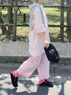 「ボーダートップス」｜まりんさん（レディース・155cm）の春コーディネート