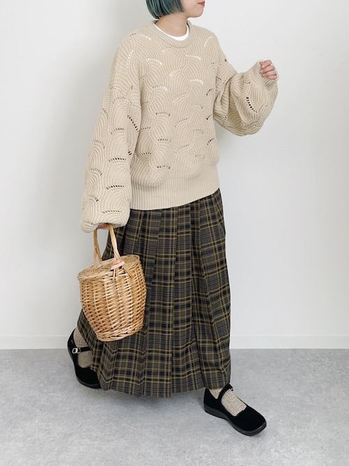 ニット セーター リーフモチーフボリュームニット レディース select MOCA ニット セーター リーフモチーフボリュームニット