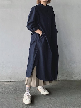 「UNIQLO（ユニクロ）のアイテム（シャツワンピース）」を使った、まりんさん（レディース・155cm）の夏コーディネート