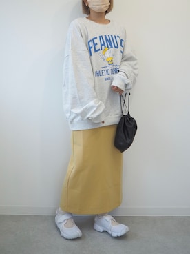 「PEANUTS（ピーナッツ）のアイテム」を使った、まりんさん（レディース・155cm）の冬コーディネート