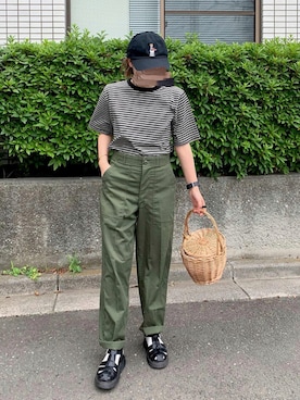 「Adoon plain（アドーンプレーン）のアイテム（トップス）」を使った、まりんさん（レディース・155cm）の夏コーディネート