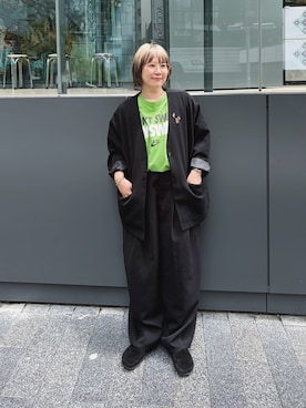 「BIRKENSTOCK（ビルケンシュトック）の21SS新作■BOSTON/ボストン ブラック (WOMEN)（サンダル、ブラック系）」を使った、まりんさん（レディース・156cm）の春コーディネート