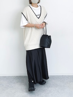 「FREAK'S STORE（フリークスストア）のWEB限定 ビッグシルエット フロント刺繍 アニマルプリントTシャツ/Dalmatian/ダルメシアン/DOG/犬（Tシャツ/カットソー）」を使った、まりんさん（レディース・155cm）の春コーディネート