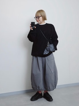 「アイテム（ポーチ）」を使った、まりんさん（レディース・156cm）の春コーディネート