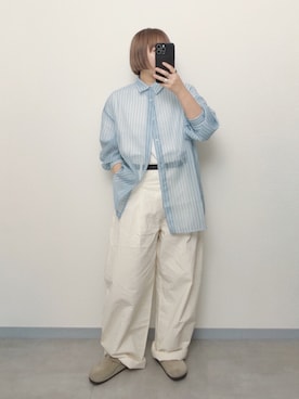 「SHIPS（シップス）のBIRKENSTOCK:BOSTON（サンダル、ベージュ系）」を使った、まりんさん（レディース・156cm）の春コーディネート