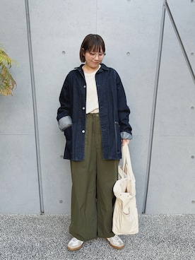 「アイテム（カーゴパンツ）」を使った、まりんさん（レディース・156cm）の秋コーディネート