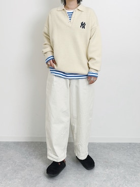 「BIRKENSTOCK（ビルケンシュトック）のBOSTON/ボストン ブラック (WOMEN)（サンダル）」を使った、まりんさん（レディース・155cm）の冬コーディネート