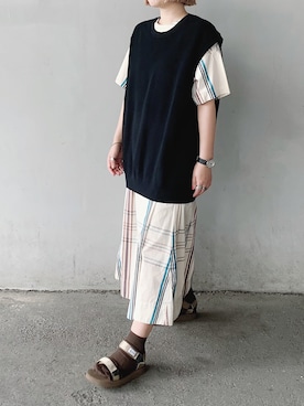 「BEAMS BOY（ビームスボーイ）のアイテム（ワンピース/ドレス）」を使った、まりんさん（レディース・155cm）の夏コーディネート