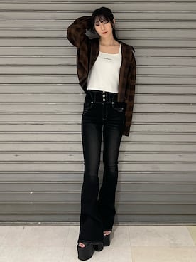 「EMODA（エモダ）のアイテム」を使った、後藤茉子さん（レディース・158cm）の夏コーディネート