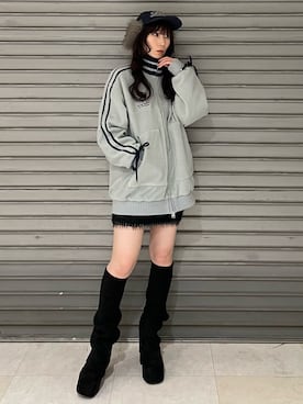 「EMODA（エモダ）のアイテム（キャップ）」を使った、後藤茉子さん（レディース・158cm）の秋コーディネート