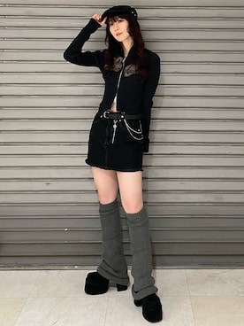 「アイテム（レッグウォーマー）」を使った、後藤茉子さん（レディース・158cm）の秋コーディネート