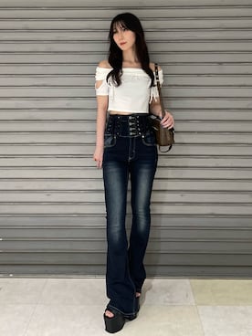 「EMODA」｜後藤茉子さん（レディース・158cm）の夏コーディネート