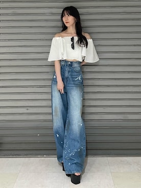 「EMODA」｜「アイテム（アクセサリー）」を使った、後藤茉子さん（レディース・158cm）の夏コーディネート