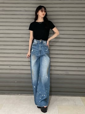 「EMODA（エモダ）のサイドオープンバルキーサンダル（サンダル）」を使った、後藤茉子さん（レディース・158cm）の夏コーディネート