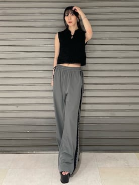 「EMODA（エモダ）のサイドオープンバルキーサンダル（サンダル）」を使った、後藤茉子さん（レディース・158cm）の夏コーディネート