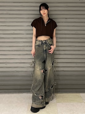 「EMODA」｜後藤茉子さん（レディース・158cm）の夏コーディネート