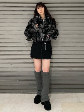 「アイテム（レッグウォーマー）」を使った、後藤茉子さん（レディース・158cm）の秋コーディネート