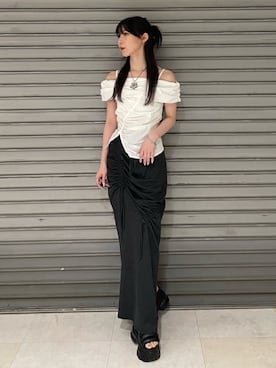 「スウェットスカート」｜後藤茉子さん（レディース・158cm）の夏コーディネート