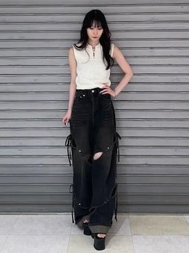 「EMODA」｜後藤茉子さん（レディース・158cm）の夏コーディネート
