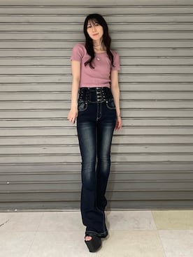 「EMODA（エモダ）のサイドオープンバルキーサンダル（サンダル）」を使った、後藤茉子さん（レディース・158cm）の夏コーディネート