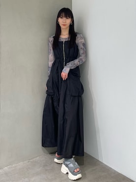 「EMODA」｜「アイテム（ワンピース/ドレス）」を使った、後藤茉子さん（レディース・158cm）の春コーディネート